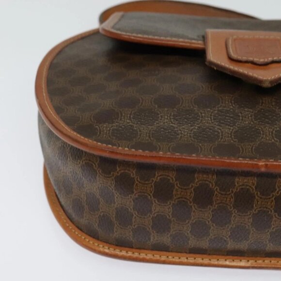 CELINE Macadam Canvas Shoulder Bag PVC Leather Brown Gold Auth 121435 - Picture 5 of 16